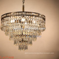 Antique brass copper crystal drop round chandelier 71148